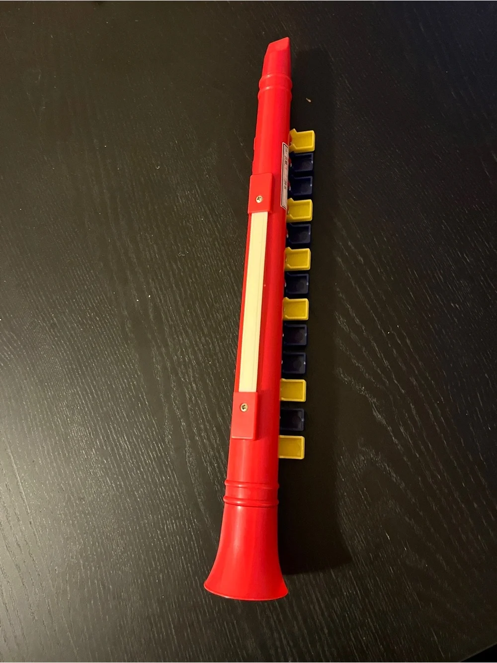 Vintage Toy Saxophone Clarinet Red Blue Yellow Plastic Keyed Horn 12”